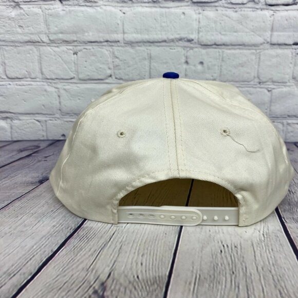 Vintage Hat Cap Snapback Cream White Blue Advance Canada 100% Cotton Item# 2 - Picture 3 of 7